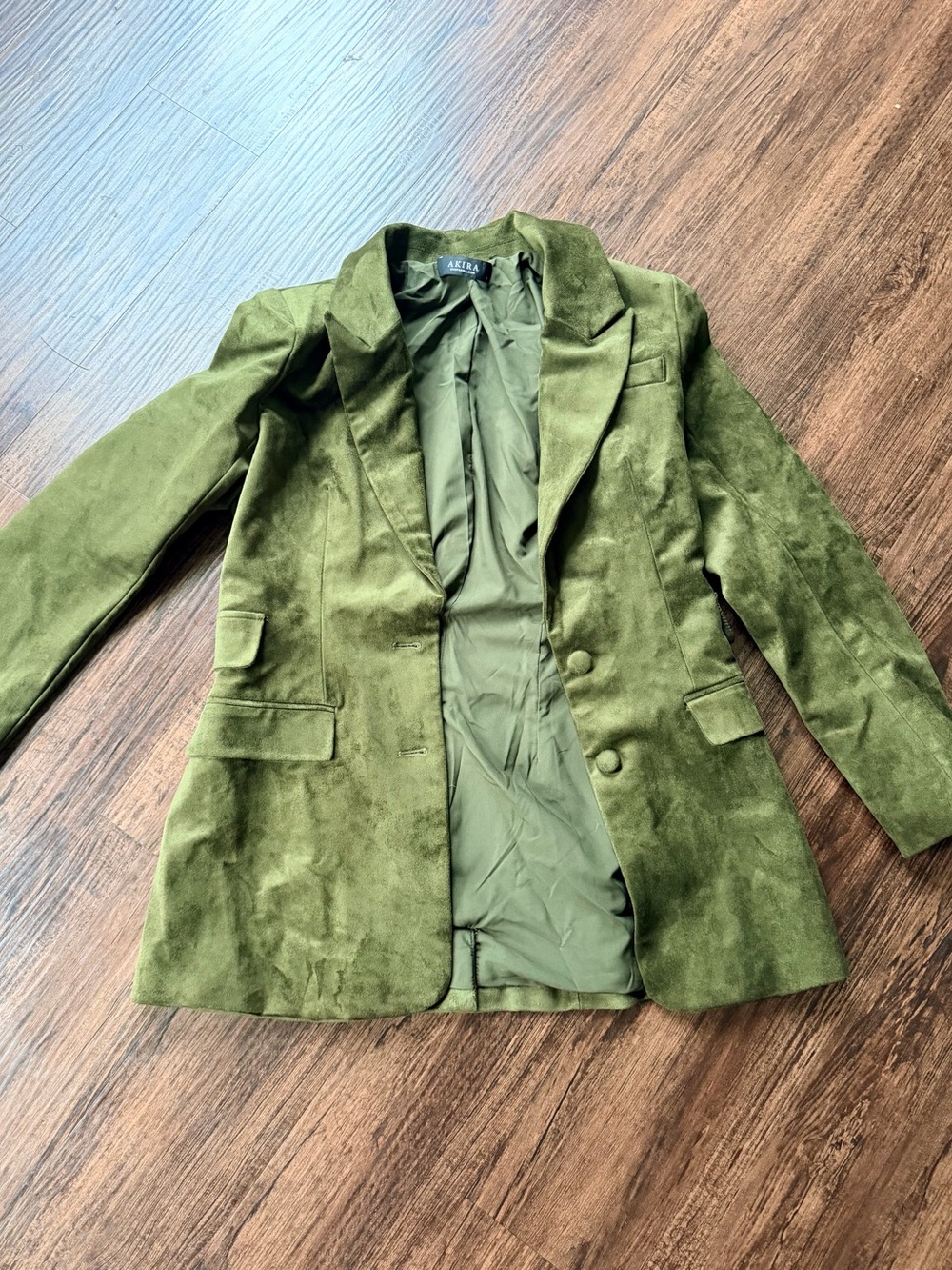 AKIRA Olive Green Velvet Blazer Jacket